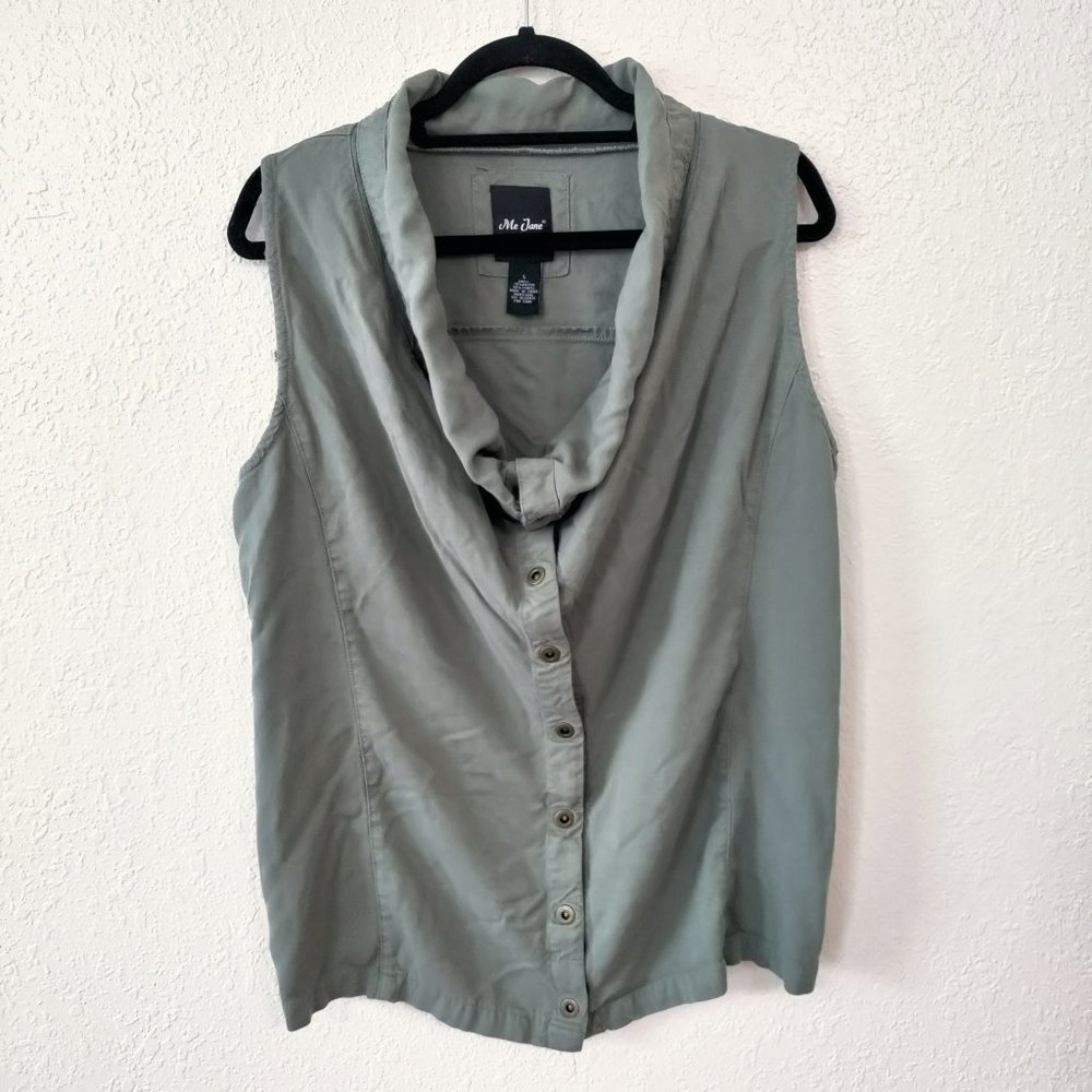 ME JANE Women's Snap Up Vest Green Large